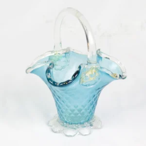 Vintage Translucent Turquoise Glass Basket